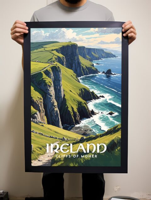 Poster de voyage en Irlande, art mural numérique imprimable, téléchargement immédiat des falaises de Moher – Image 3